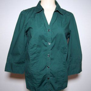 St. John's Bay, Green button-down top, Womens Medium